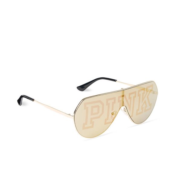 Victoria\'s Secret PINK LOGO SHIELD Gold sunglasses